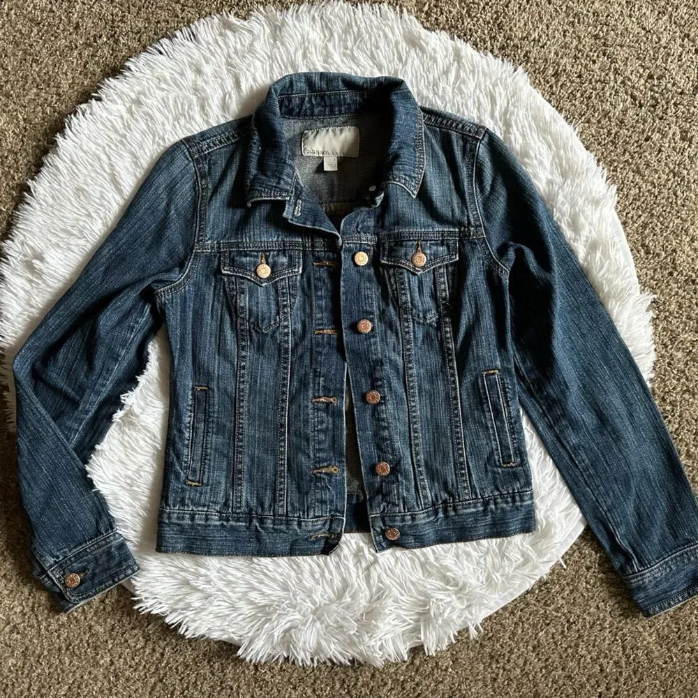 Old Navy Jean‎ Jacket Trucker Button Down Denim Blue Womens Size Small